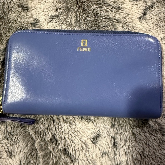 Fendi Handbags - Fendi Periwinkle Leather Zip Wallet
